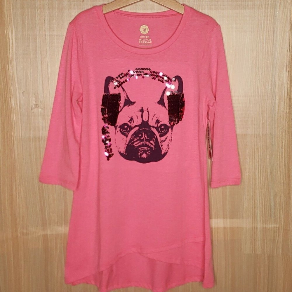 Total Girl New Pink Bulldog Sequins Tunic 10